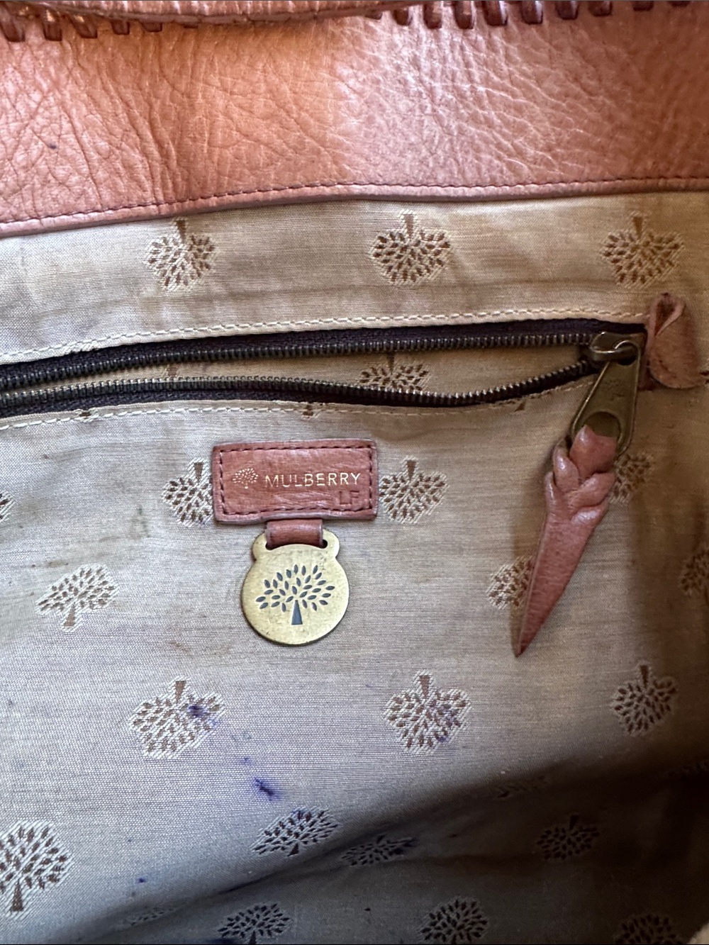 Vintage Mulberry Brown Leather Shoulder Hobo with Braided Trim AS - Picture 6 of 8